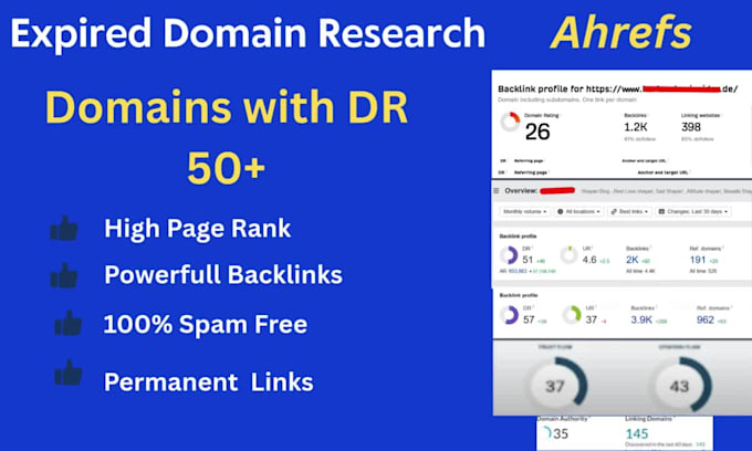 find an ahrefs DR 50 plus expired domain with no drop history