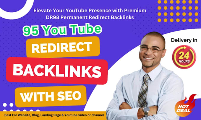 create permanent youtube redirects backlinks  domain DR 98