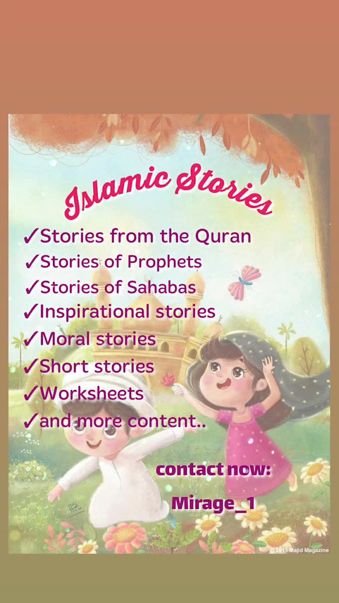write islamic books, ebooks, stories, content, posts for kids
