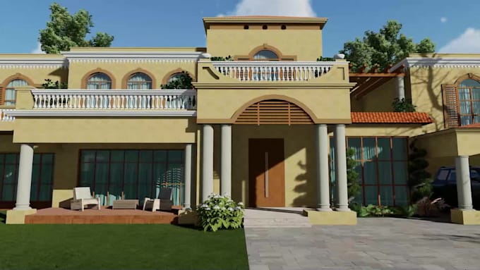 do 3d model and render realistic exterior