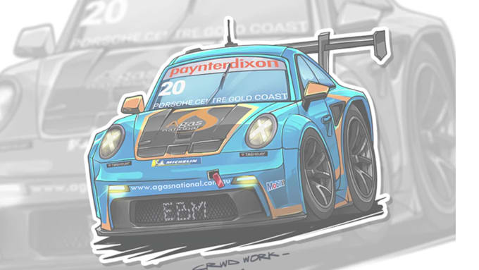 create racing  t shirt illustration for clothing brand design