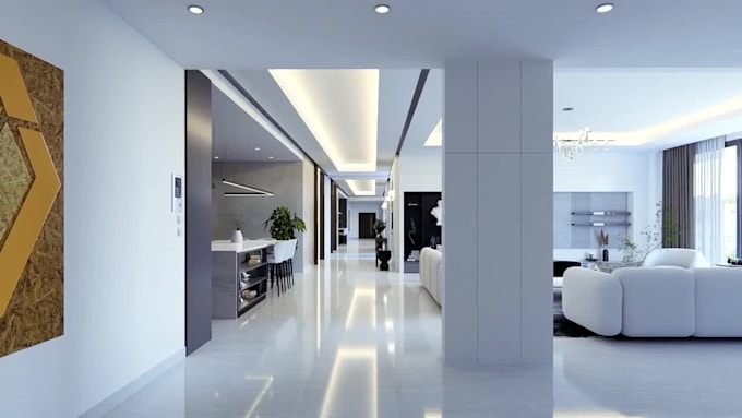Create realistic 3d architectural visualization, render design interior ...