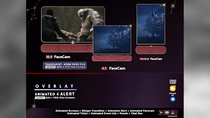 animate stream game overlay, screens, alerts and panels
