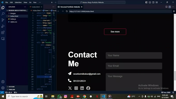 create a professional personal portfolio website