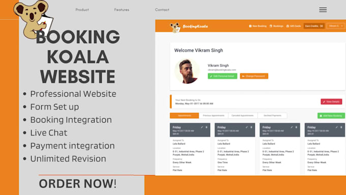 design any website with booking koala or cleanto