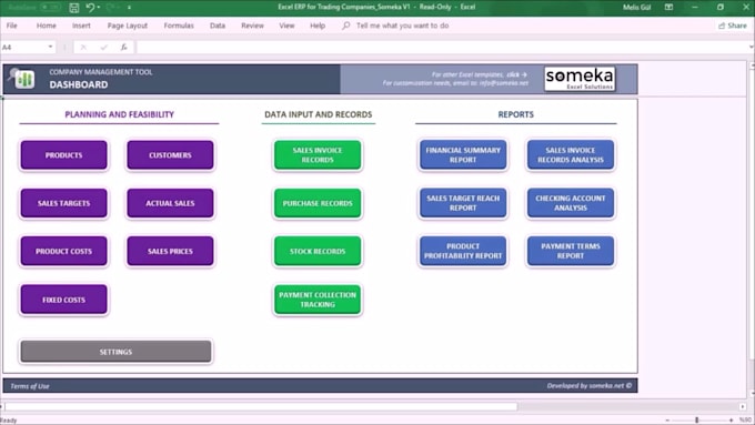 Send You Small Business Erp Template In Excel By Someka Fiverr