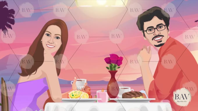 Create a romantic cartoon caricature love story animated invitation video  by Buyaudiovideo | Fiverr