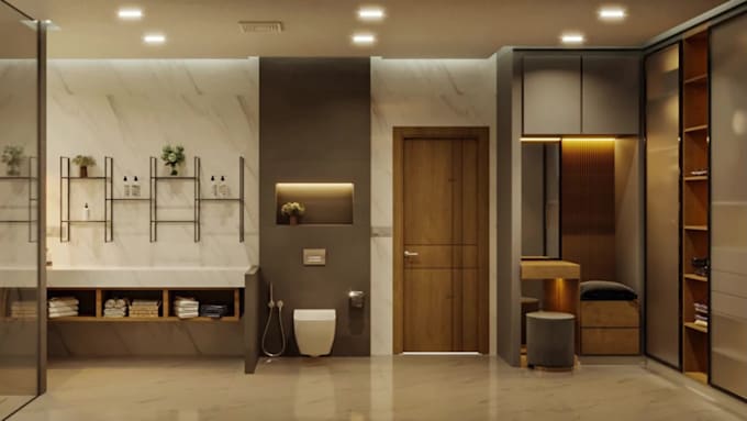 do 3d bathroom design, bathroom remodel, master bathroom, 3d realistic render