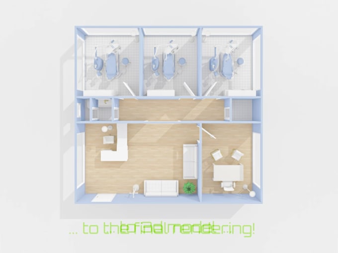 Make 3d Rendering Of Furnished Dental Clinic Plan By Ma3dit