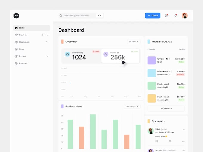 create dashboard UX UI design in figma