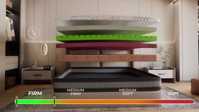 mattress animation 3d pillow 3d furniture design 3d cgi ads 3d product animation