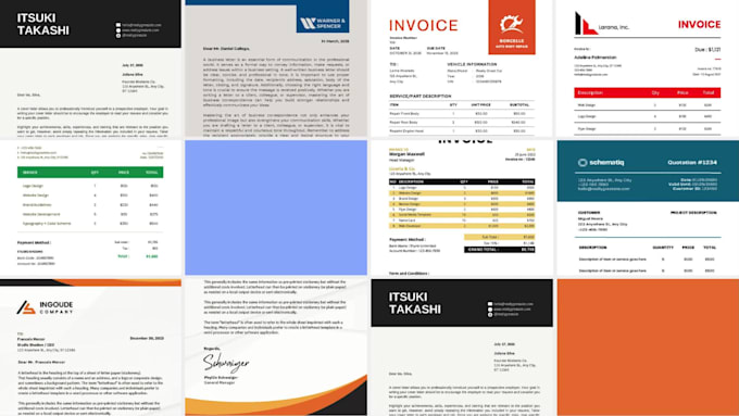 create custom invoice design, order form, letterhead PDF documents for business