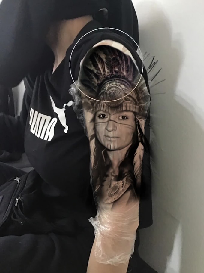 create a black and grey realism tattoo design
