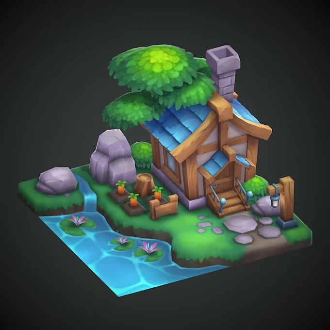create stylized 3d models with hand painted textures