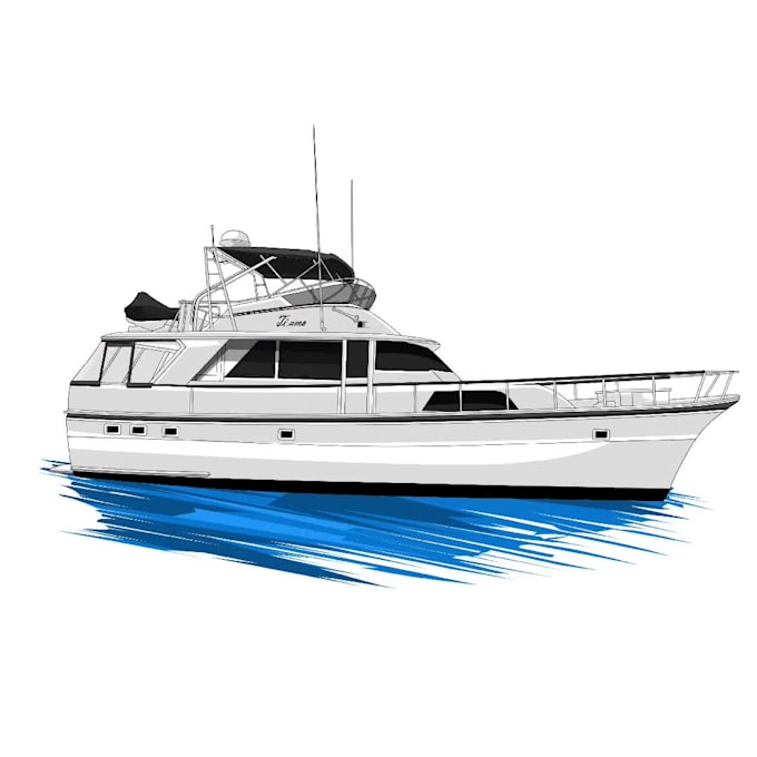 draw your boat or yacht in a unique vector cartoon style