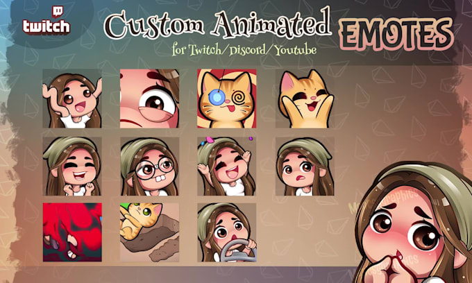 custom twitch and discord animated emotes in chibi style