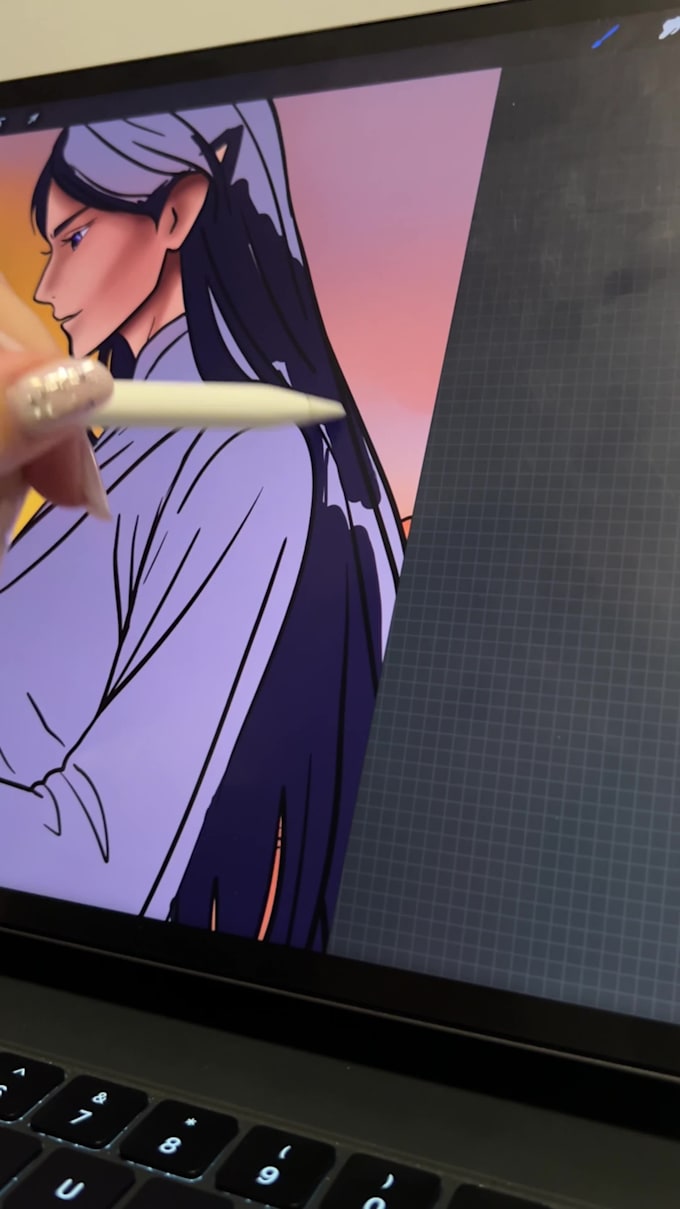 draw a fantasy character illustration in webtoon style