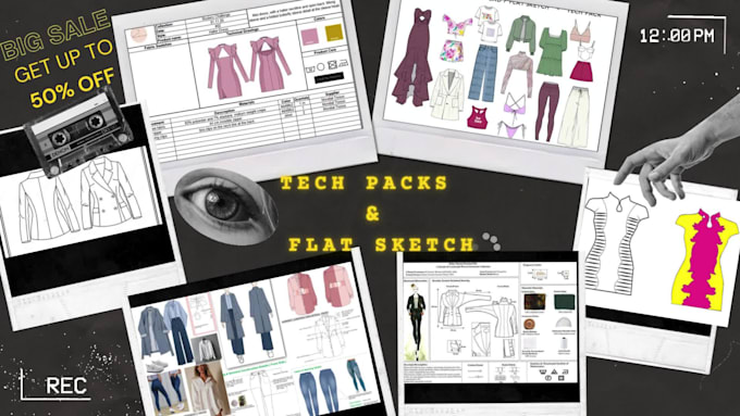give you clothing tech pack,flat sketch