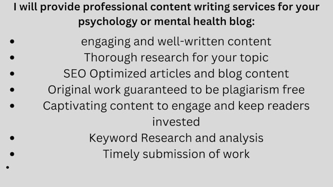 write seo articles for psychology and mental health blogs