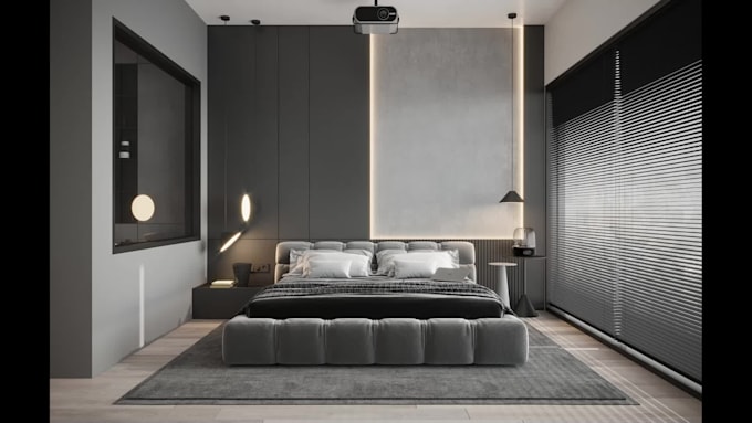 render 3d apartment interior, bedroom, living room, kitchen, bathroom