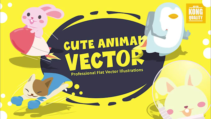 design flat cute animal vector illustrations for stickers, keychains and pins