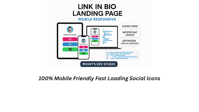design a professional link in bio landing page for your brand