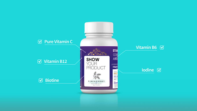 animate a 360 ad highlights of your pill bottle product