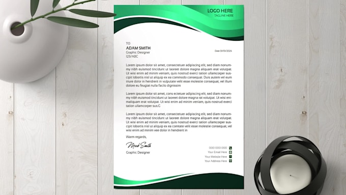 design professional, creative, editable letterhead