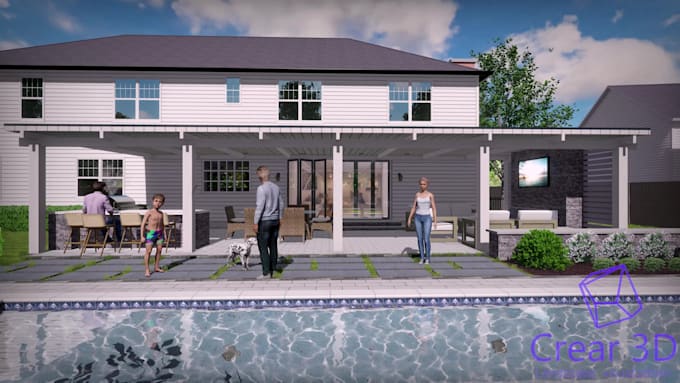 design your landscape backyard, pool, patio 3d visualization