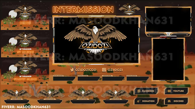 design animated twitch overlay and stream package