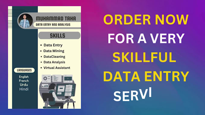do a virtual assistant, data entry, brand logo design, data cleaning on excel