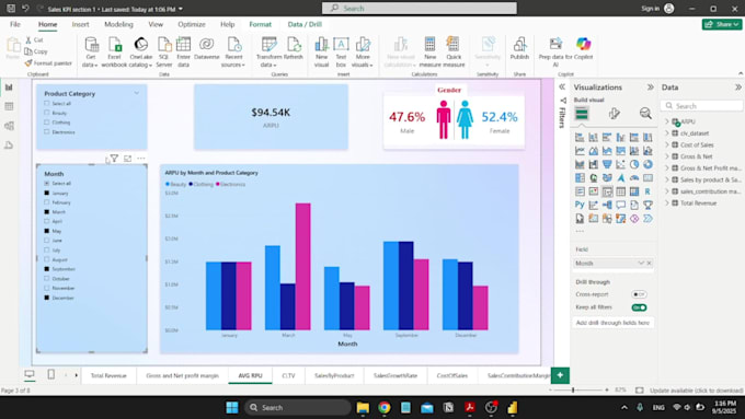 create custom power bi dashboard for data analysis