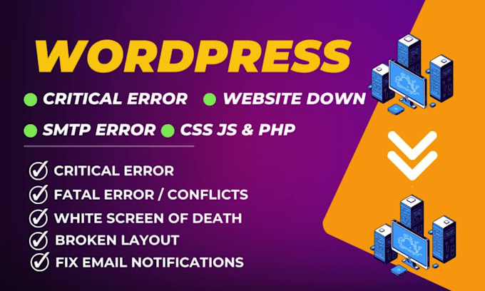 fix wordpress issues errors bugs critical errors, and elementor error