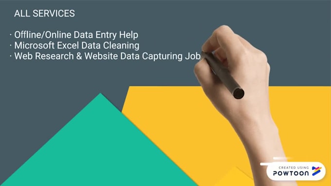 do data entry projects, excel data entry, and web research