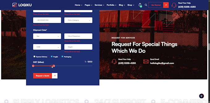 create a logistics website,  trucking website, cargo website
