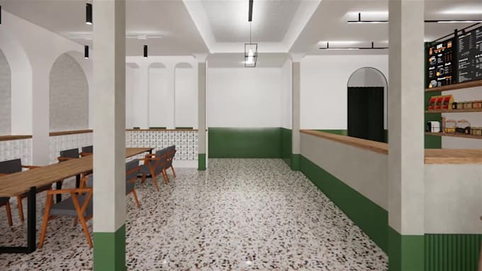 design and 3d render for coffee shop in 72 hours