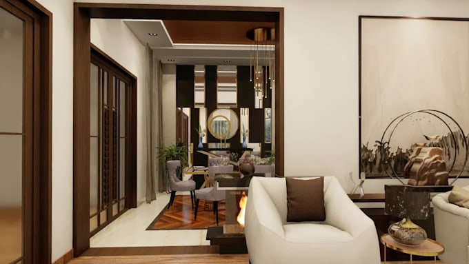 model and render interior space