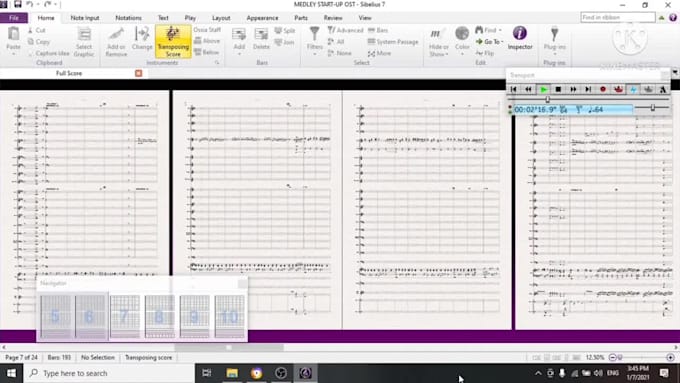 transcribe or arrange music ensemble into a sheet music