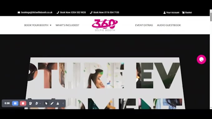 design 360 photobooth website party rental website photobooth booking website