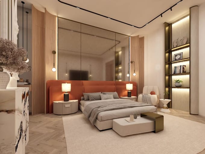 interior design for 3d house commercial with detail model