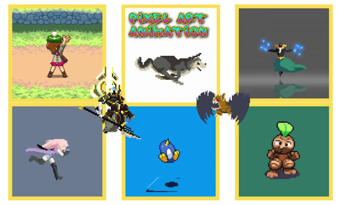 pixel art character sprite sheet animation 16bit 32bit 64bit for games, streams