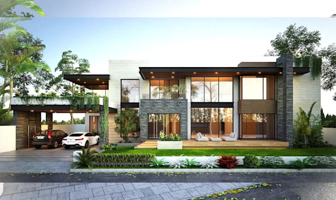do architecture 3d rendering, realistic exterior, interior rendering, of house