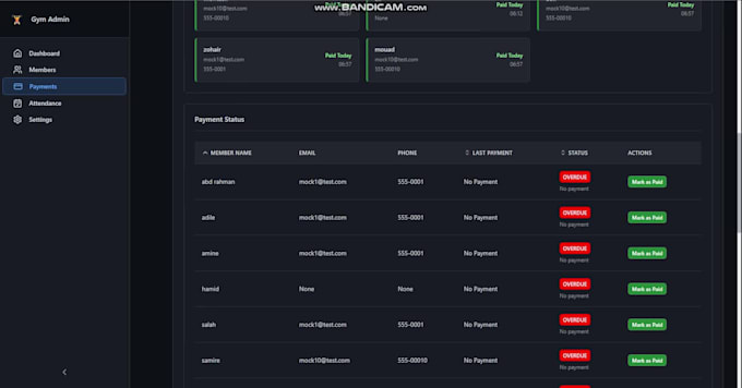 build a custom gym management website