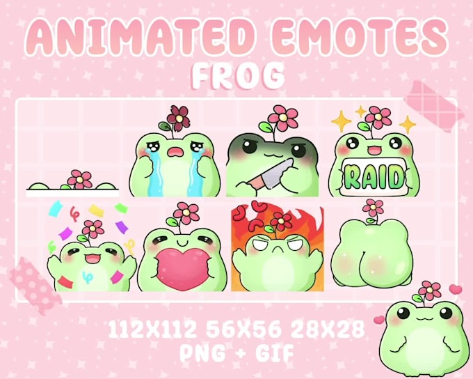send you premade cute frog emotes for twitch, discord