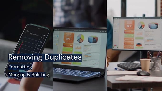do data cleaning, data formatting, merging, split excel data