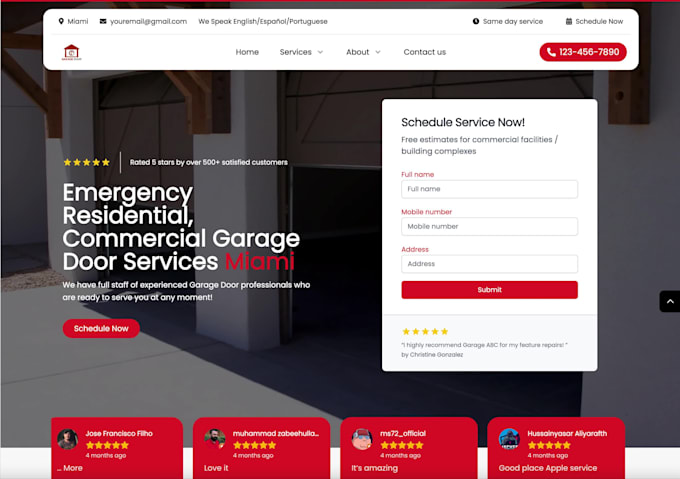 create a premium garage door website, garage door landing page for you