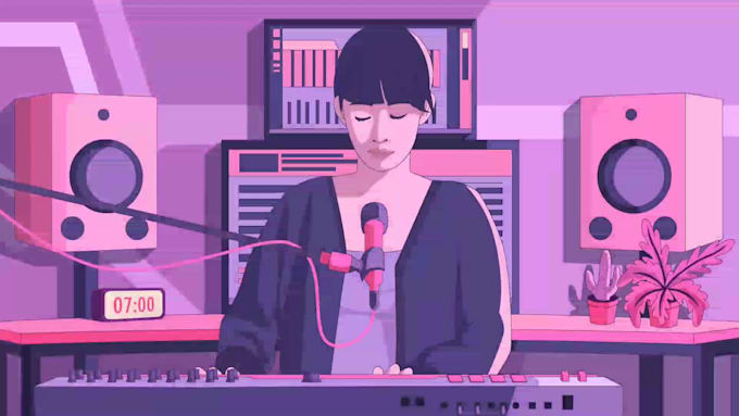 create lofi loop animation illustration and animated gif