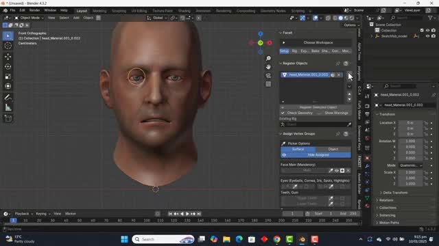 3d live video facial rig, animaze avatar model unity character vtuber blendshape
