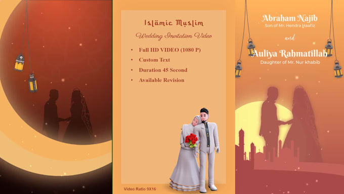 design muslim islamic elegant wedding invitation video
