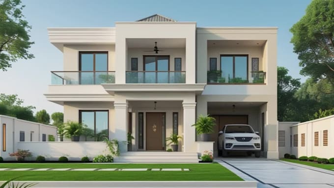 3d home exterior design 3d house front elevation realistic architectural render